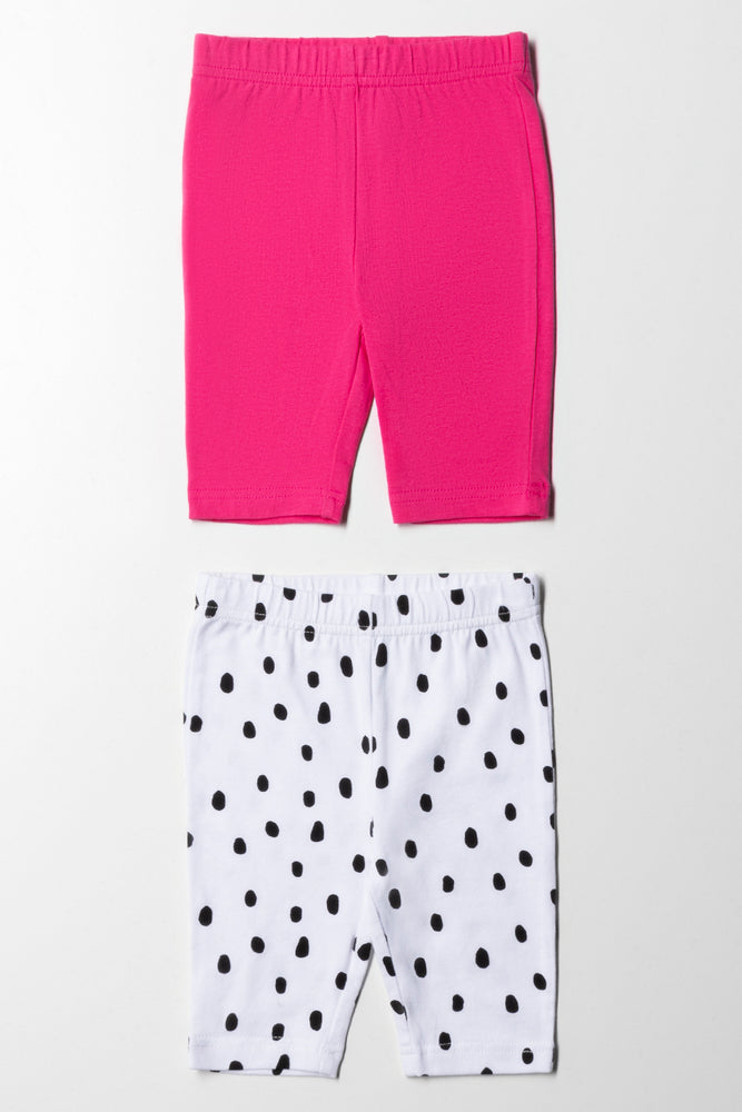 Comfortable Outfits 2 Pack Spot Cropped Leggings Pink & White