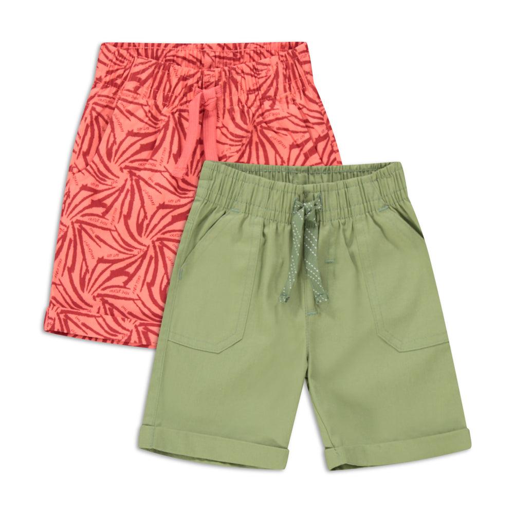Fashion Selection 2 Pack Shorts Coral & Fatigue