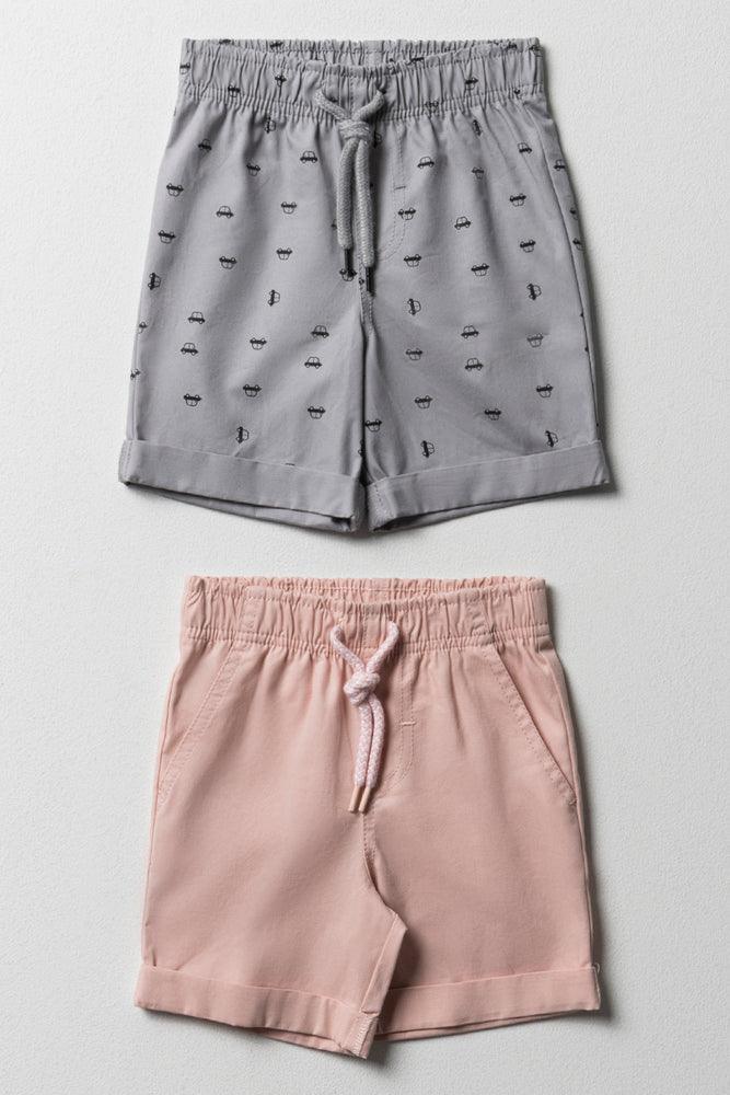 Fashion Touch 2 Pack Shorts Pink And Grey