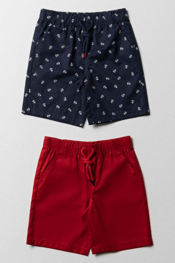 Personalized Series 2 Pack Boat Shorts Navy & Red