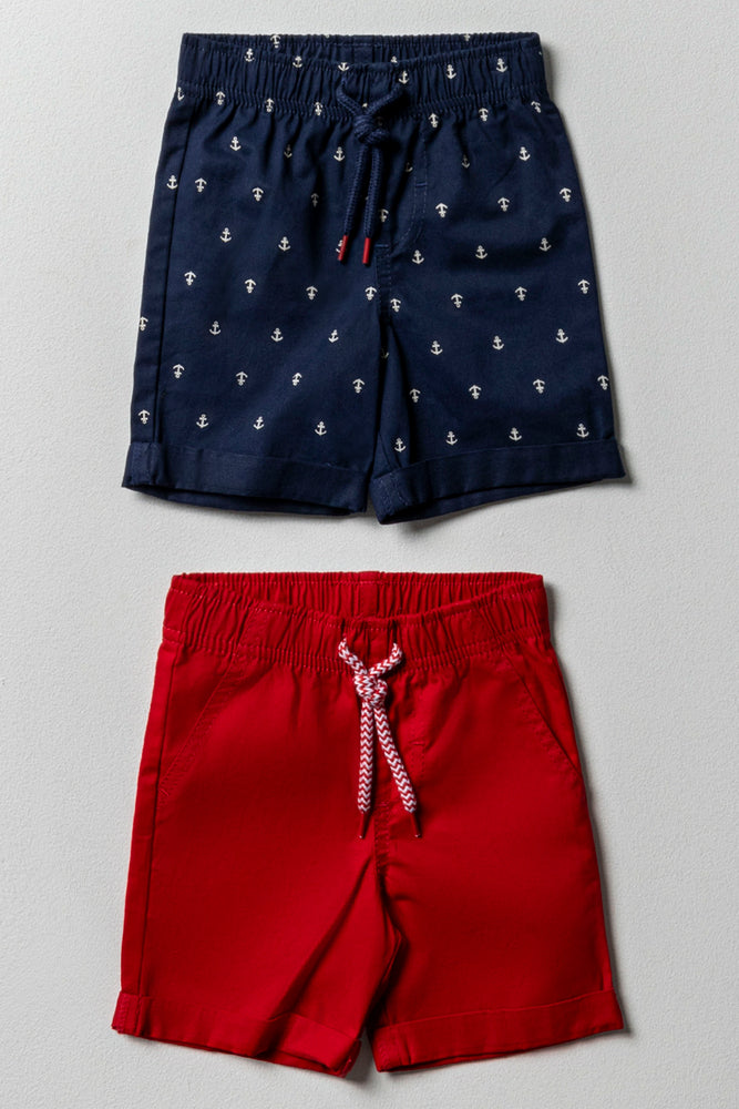 Personal Design 2 Pack Shorts Navy & Red