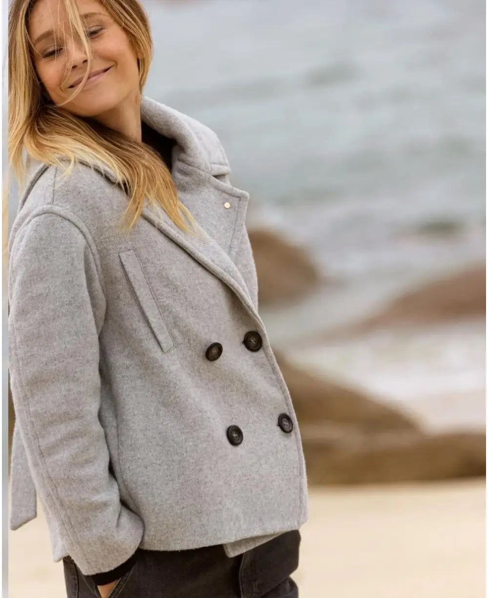 Soft Textures Malo pregnancy pea coat grey