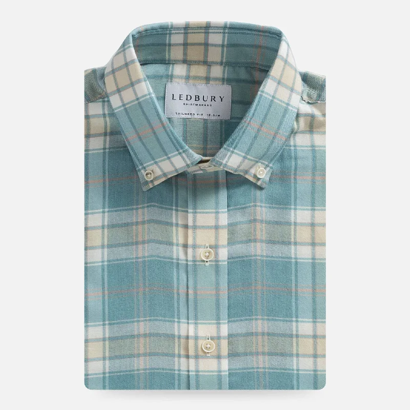 Comfortable Series The Blue Mist Hartford Stretch Plaid Casual Shirt