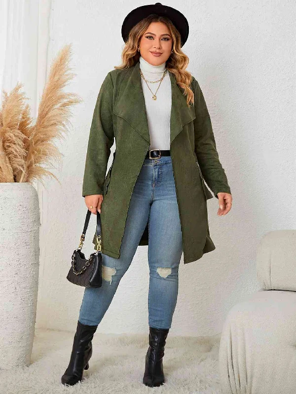 Trends Plus Size Tie Back Trench Coat