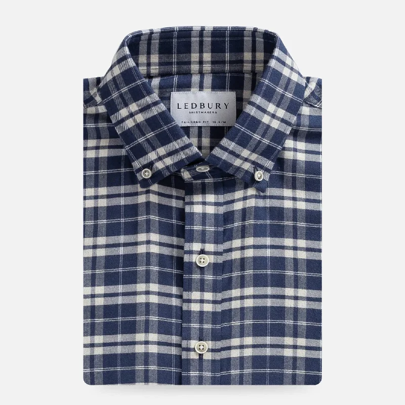 Personalized Design The Navy Hartford Stretch Plaid Casual Shirt