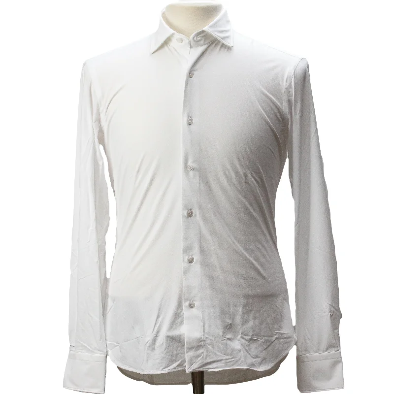 Fashion Innovation White Jersey Stretch Slim Fit Shirt - Orian