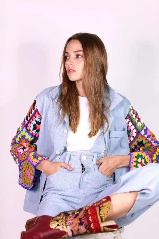 Summer Comfort DENIM JACKET CROCHET SLEEVES VICKY