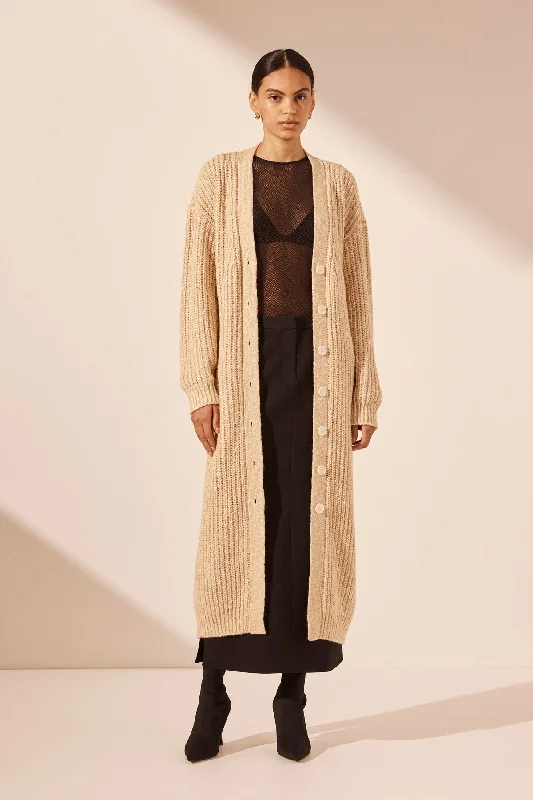 Trendy Comfort OLIVIA LONG CARDIGAN - OAT/ IVORY