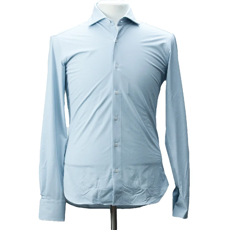 Urban Style Light Blue Woven Jersey Stretch Slim Fit Shirt - Orian