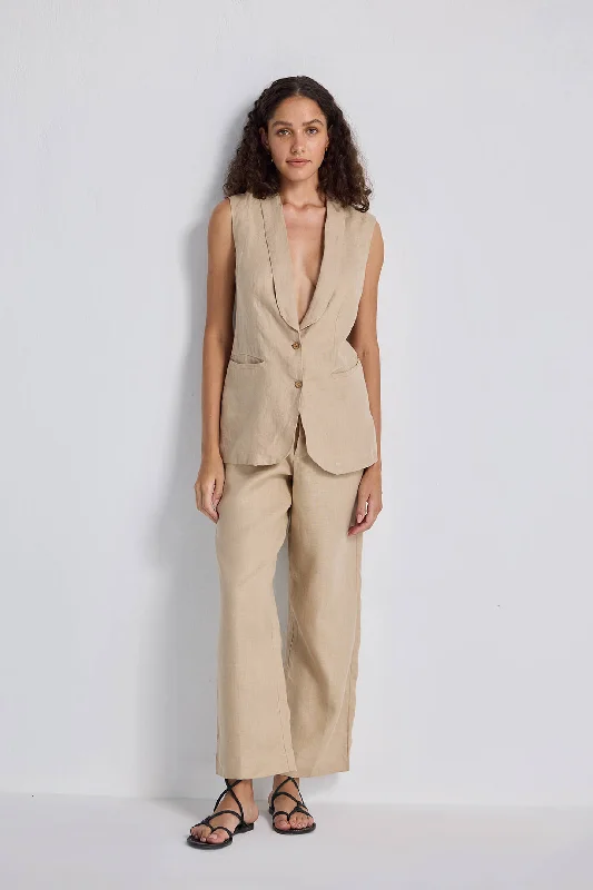 Thin Design Wide Leg Pants in Hemp