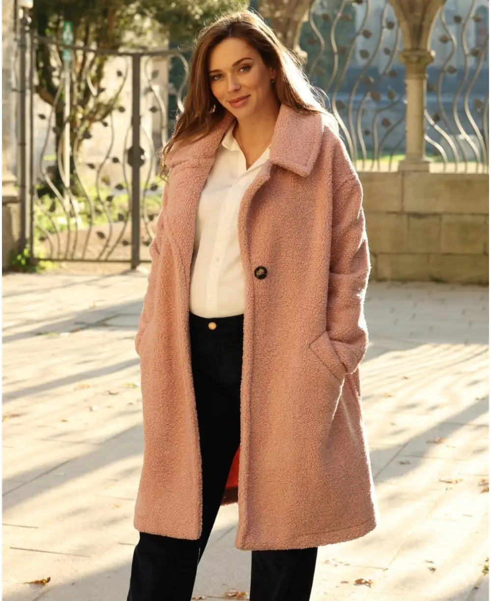 Smart Comfort Pink Léonie long pregnancy coat