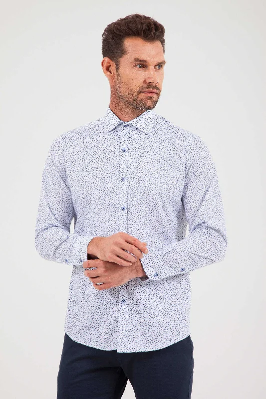 Elegant Wear Regular Fit Printed Cotton Blend Blue Casual Shirt