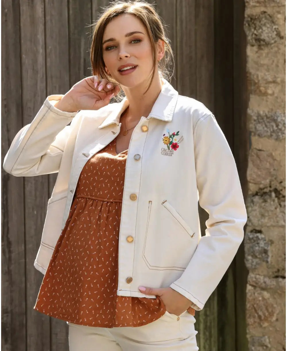 All-Day Comfort Maternity jean jacket Romy beige