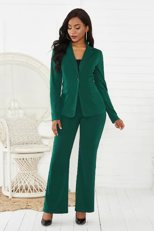 British Fashion Lapel Collar Long Sleeve Blazer and Pants Set