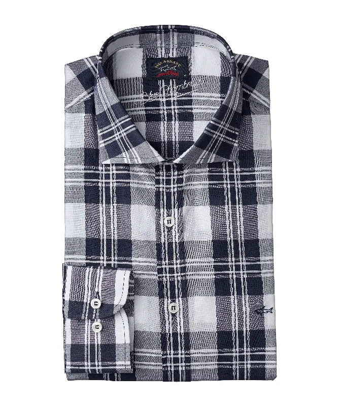 Comfortable Mind Blue Plaid Cotton Twill Sport Shirt - Paul & Shark