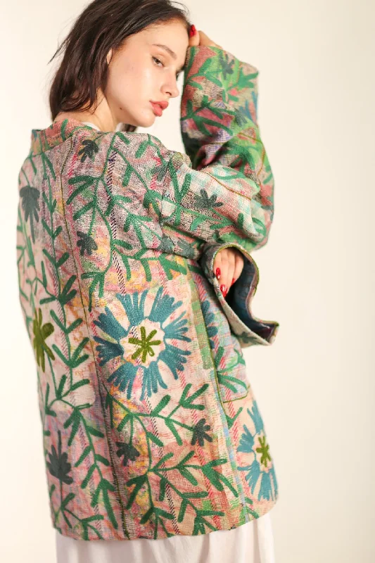 Fashionable Items VINTAGE EMBROIDERED FABRIC KIMONO OLAO