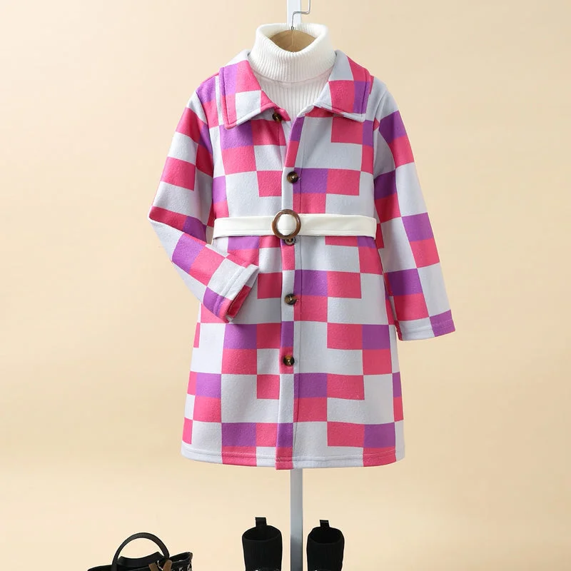 Energy Plan Printed Collared Neck Trench Coat