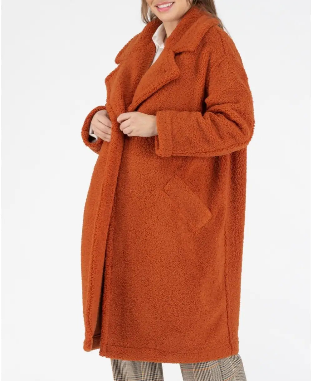 Comfortable Outfits Long maternity coat Léonie copper