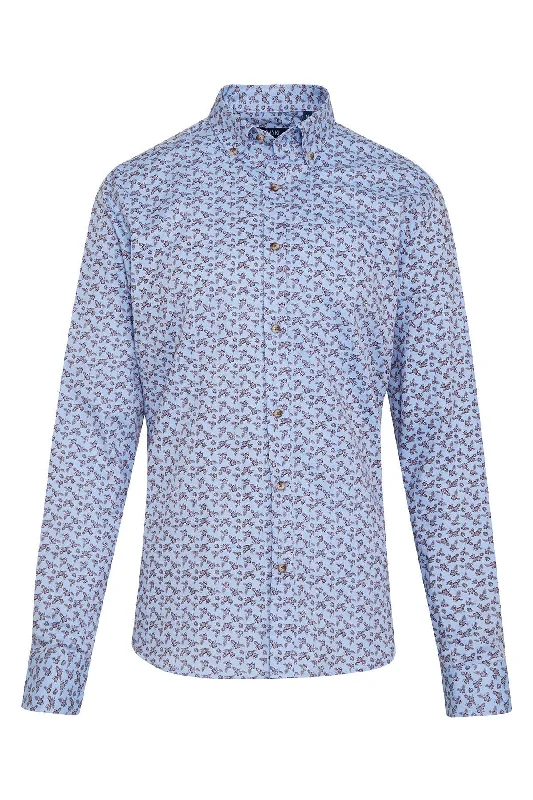 Comfortable Jeans Comfort Fit Printed 100% Cotton Brown Casual Shirt