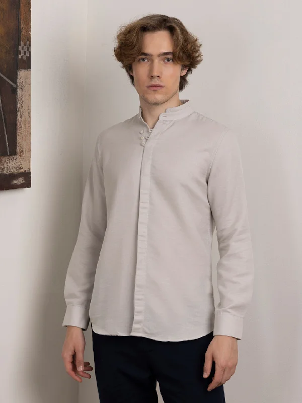 Cozy Knits Grey Chinese Collar Shirt