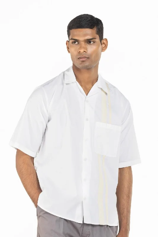 Sports Style White Twill Tape Shirt
