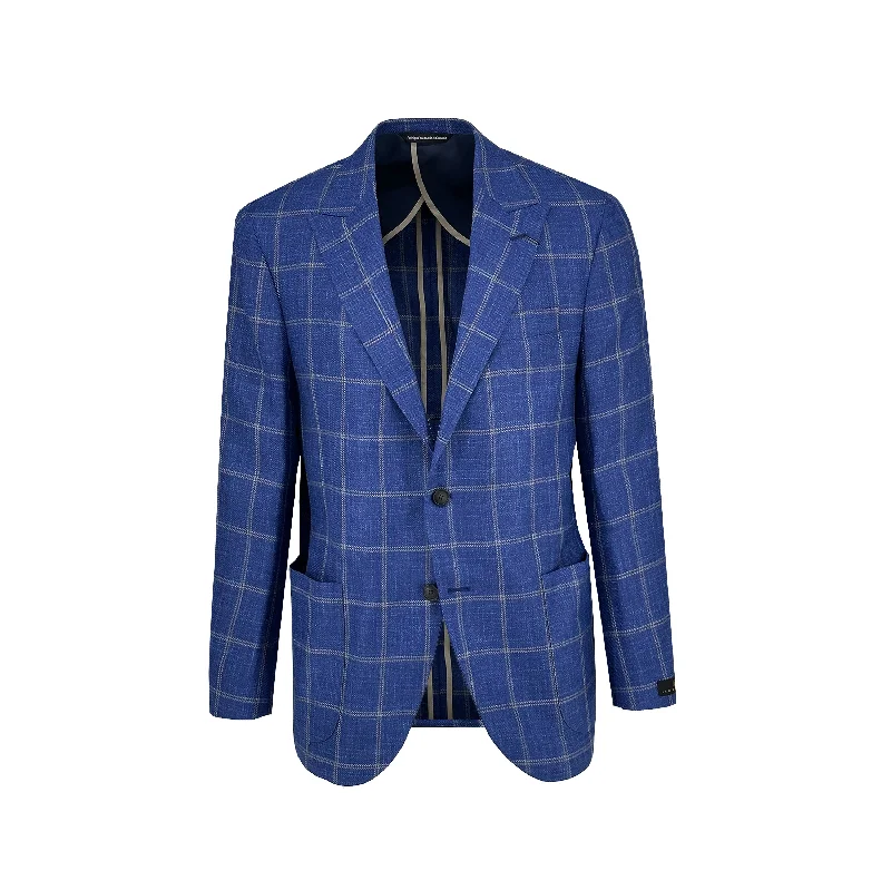 Chic Comfort Wear Navy Window Pane Sport Coat