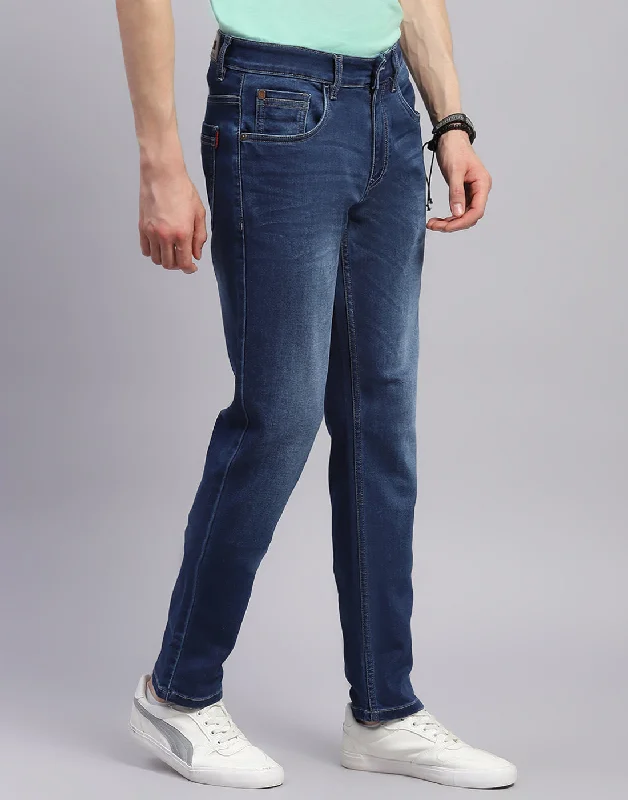 Outdoor Trend Men Blue Light Wash Narrow Fit Denim