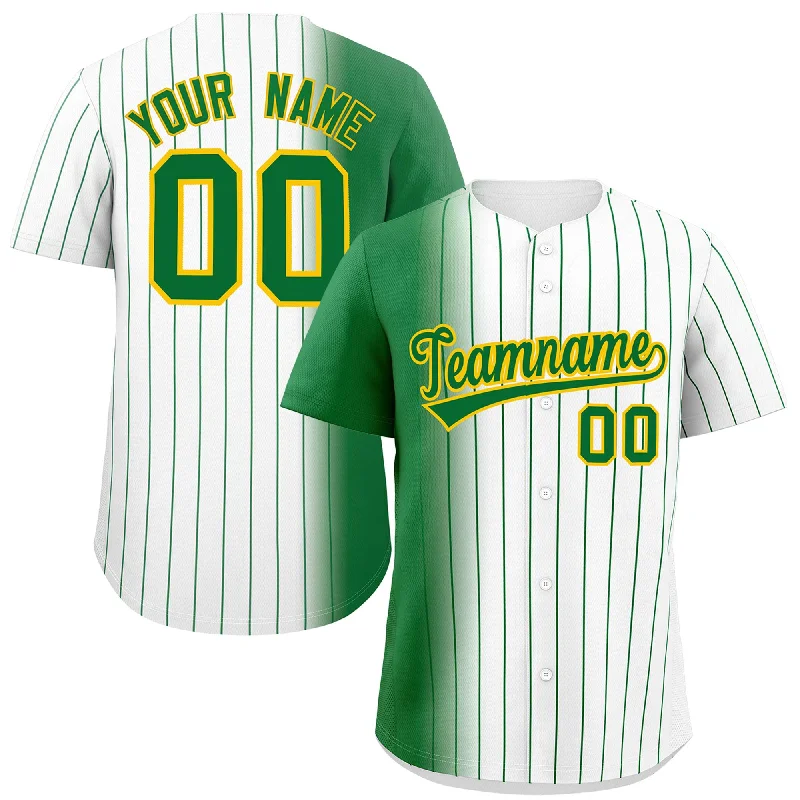 Street Charm Custom White Kelly Green Pinstripe Personalized Gradient Authentic Baseball Jersey
