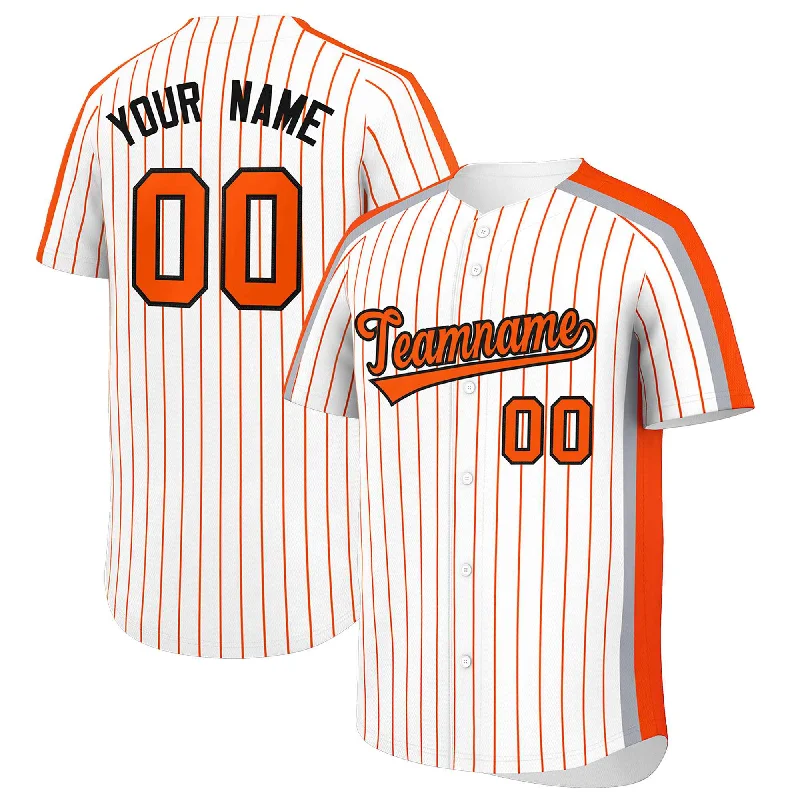Classic Series Custom White Orange Pinstripe Personalized Side Two-tone Authentic Baseball Jersey