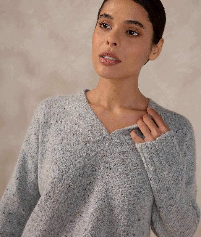 Elegant Wear Baby Alpaca and wool jersey v neck sweater