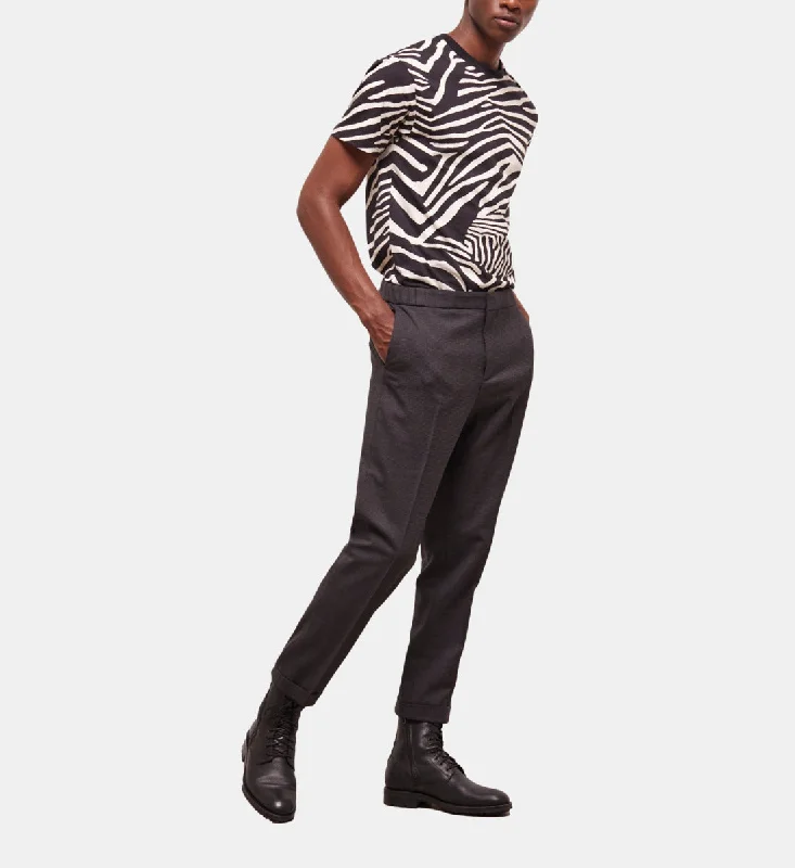 French Retro Houndstooth Wool Suit Pants