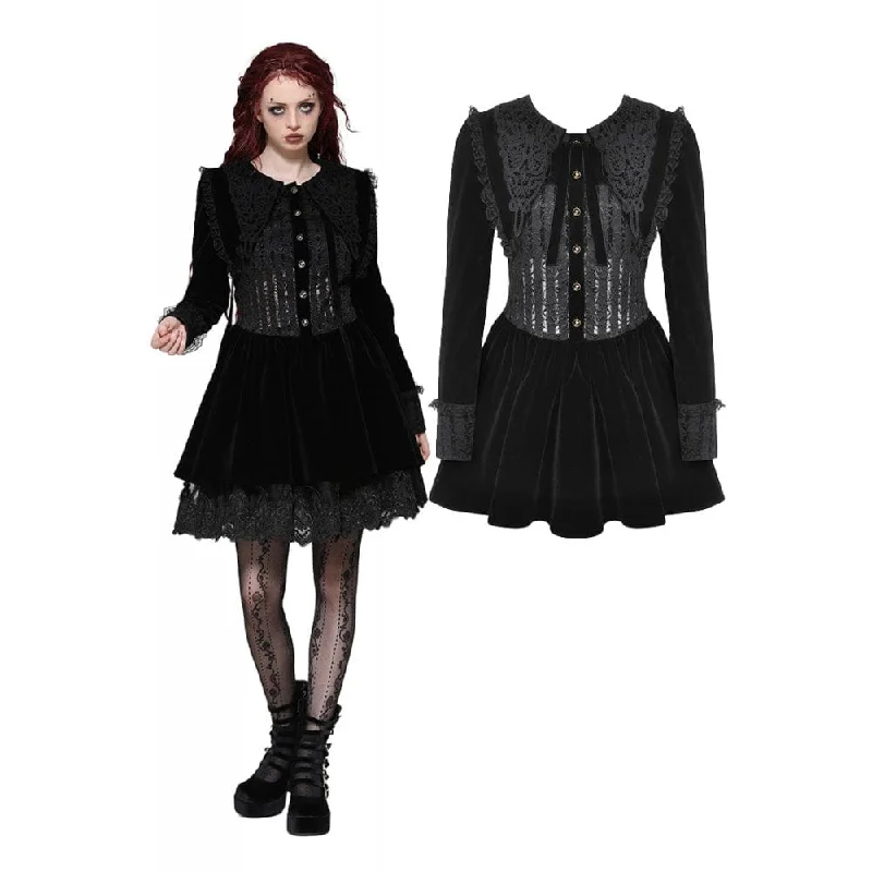 Versatile Itinerary Women's Gothic Lace Velvet Short Dress